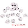 Polished silver stainless steel heart charm with LOVE engraving and 11x11mm dimensions - Love Heart / 11x11mm