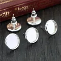 DIY silver-colored round flat tray earring posts and backings for jewelry making - S / Silver