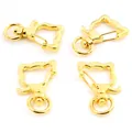 Set of four gold-plated kitten shaped swivel lobster clasps for keychains and charms - Cat Head / Gold