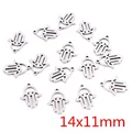 Hamsa Hand stainless steel pendant charm in silver finish for DIY jewelry 14x11mm - Hamsa Hand Style (P6-45)