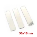 Polished silver stainless steel rectangular pendant tag with single hole 50x10mm - 50x10mm
