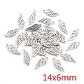 Silver stainless steel wing pendants for jewelry making with 14x6mm feather design - Wing Shaped / 14x6mm