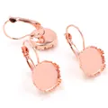 Dormeuses de 12mm en or rose avec support rond dentelé pour la création de bijoux DIY - Or rose