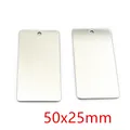 Set of two 50x25mm silver stainless steel rectangle pendant tags with single hole - 50x25mm