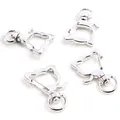 Pack of four cat-shaped silver swivel lobster clasps for keychains and bag charms - Cat Head / White K/Silver