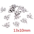 DIY stainless steel four-leaf clover charms in silver finish, 13x10mm size for jewelry - Four-leaf Clover / 13x10mm