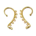 Pair of gold-plated S-shape DIY ear hooks with 7 loops for vintage hair accessories - Gold