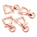 Set of four rose gold cat-shaped lobster clasps with 360-degree swivel rings for DIY crafts - Cat Head / Rose Gold