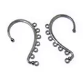 Detailed macro view of gunmetal hair stick accessory with seven small hanging loops - Gunmetal