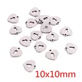 Silver stainless steel heart charm with keyhole cutout for DIY jewelry, 10x10mm - Keyhole Heart / 10x10mm