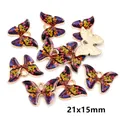 Macro detail of enamel butterfly charm showing front, back, and 21x15mm dimensions - Colorful Painted Butterfly Style (P7-24)