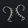 Detail of silver metal DIY earring hooks with seven loops for jewelry making - Silver