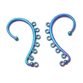 Macro view of iridescent metallic ear hooks with multiple loops for DIY jewelry making - Colorful