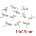 Dragonfly charms in stainless steel with hollow wings and hanging holes, 14x15mm - Dragonfly Design / 14x15mm