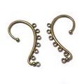 Pair of bronze S-shaped vintage alloy ear hooks with multiple hanging loops for DIY jewelry - Bronze