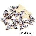 Detail showing 21x15mm butterfly charms with black and white enamel for DIY jewelry - Black White Gray Texture Butterfly Style (R6-30)