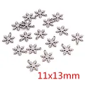 Silver stainless steel snowflake pendant for DIY jewelry making, size 11x13mm - Snowflake Shape / 11x13mm