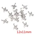 Hummingbird shape stainless steel pendant charms in antique silver finish, 12x11mm size - Hummingbird Style (Q6-49)