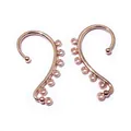 Detailed pair of rose gold S-curve ear cuff DIY jewelry connectors with seven hanging loops - Rose Gold