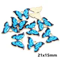 Detailed front and back view of 21x15mm gradient blue butterfly pendants for DIY jewelry - Blue Gradient Black Vein Butterfly Style (R7-22)