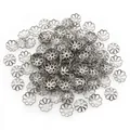 Hollow flower bead caps in stainless steel for DIY jewelry making and beading - 8mm / Steel