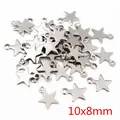Silver stainless steel star pendants 10x8mm with hanging loops for DIY jewelry - Pentagram Style (Q5-21)