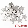 Star shaped stainless steel pendant charms in silver finish, size 17x14mm - Large Star Style (R4-08)