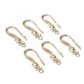 Macro shot of 6 gold plated copper ear hooks with cubic zirconia for DIY jewelry making - KC Gold