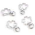 Set of four silver cherry blossom shaped swivel lobster clasps for keychains - Cherry Blossom / White K/Silver