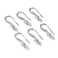 Detailed view of silver zircon-encrusted ear hooks for professional jewelry making - Rhodium