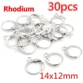 30pcs silver rhodium lever-back earring hooks 14x12mm for DIY jewelry making - Leverback Earring Hook (L4-46) / 30Pcs Pack / Silver