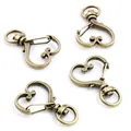 Set of 4 vintage bronze heart-shaped lobster clasps with 360-degree swivel rings - Heart / Antique Bronze