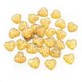 Golden heart-shaped glitter cabochons for DIY jewelry and handicraft decorations - Yellow / 12mm (0.25g Per Piece)