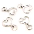 Set of four silver heart-shaped swivel lobster clasps for DIY keychain jewelry making - Heart / White K/Silver