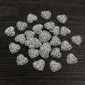 Détail des cabochons en forme de cœur argenté scintillant pour création de bijoux - Argent / 12 Mm (025 G Par Pièce)