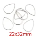 Cornici per ciondoli a goccia in acciaio inossidabile per gioielli fai da te, 22x32mm - Forma di Goccia d'Acqua - Argento (22x32mm) / Confezione da 20