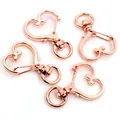 Set of four rose gold heart-shaped swivel lobster clasps for DIY keychains and bags - Heart / Rose Gold
