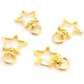 Set of 4 gold star shaped metal lobster clasps with rotating spring buckle swivel hook - Star / Gold