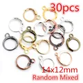 Set of 30 mixed color metal earring hooks in 14x12mm size for DIY jewelry making - Leverback Earring Hook (AB6-43)
