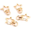 Set of four gold star-shaped lobster clasps with rotating rings for DIY keychains - Star / KC Gold