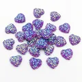 Pendentifs cœur 12mm en résine druzy violette pour accessoires bijoux DIY - Violet / 12 Mm (025 G Par Pièce)
