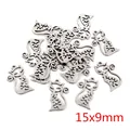 Ciondoli gatto traforati in acciaio inossidabile argento per gioielli 15x9mm - Stile Gatto di Profilo (Q7-44)