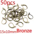 50 pieces of bronze lever-back earring hooks measuring 15x10mm for DIY jewelry making - Leverback Earring Hook (N5-34)