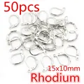 50 pieces of 15x10mm rhodium plated lever back ear hooks for DIY earring making - Leverback Earring Hook (N5-35)
