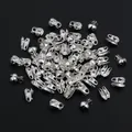Silver bulk jewelry fold-over cord ends calottes for DIY necklace bead stringing - 1.5mm / Silver