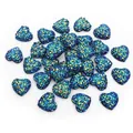 Cabochon coeur en résine druzy bleu avec paillettes pour création de bijoux DIY - Bleu clair / 12 Mm (025 G Par Pièce)