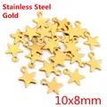 Ciondolo a stella in acciaio inossidabile dorato per gioielli DIY, charm 10x8mm - Stile Stella Dorata (Q5-26)