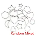 Pendenti in acciaio inossidabile argento a forma di stella, cuore e luna per gioielli DIY - Misto Casuale Con Foglia d'Argento / Confezione da 20