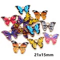 Colorful 21x15mm butterfly charms in assorted vibrant enamel finishes for DIY jewelry making - Bright Yellow Black Border Butterfly Style (R2-15)