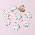 Pink and white enamel football charms in golden finish for DIY jewelry making - Pink